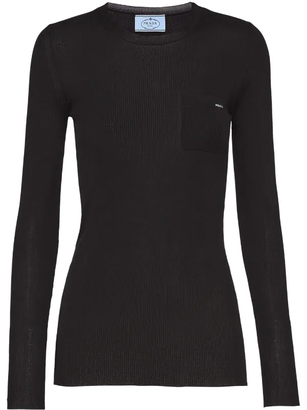 black ribbed crew neck jumper