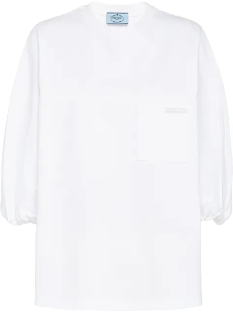 Prada gathered-sleeve jersey T-shirt