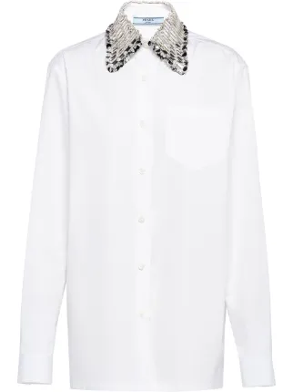 Prada white \u0026 metallic embellished 