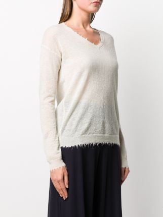 frayed V-neck jumper展示图