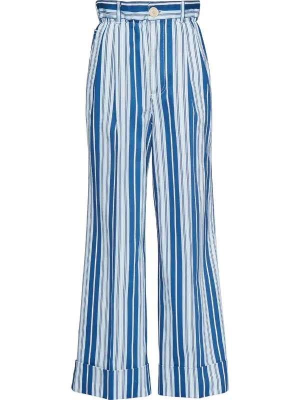striped wide leg jeans