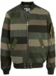 Image 1 of Diesel stripe-pattern patchwork bomber jacket