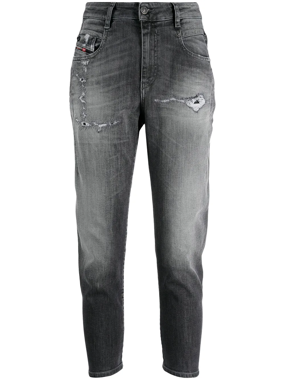 Diesel Cropped-Jeans im Distressed-Look - Grau