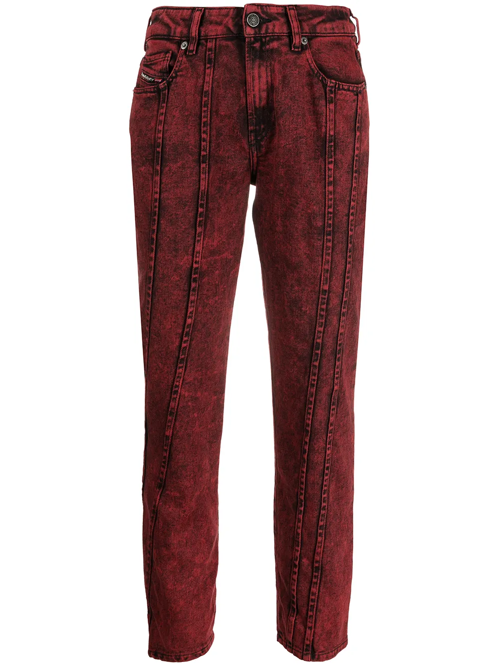 Diesel Schmale Cropped-Hose - Rot