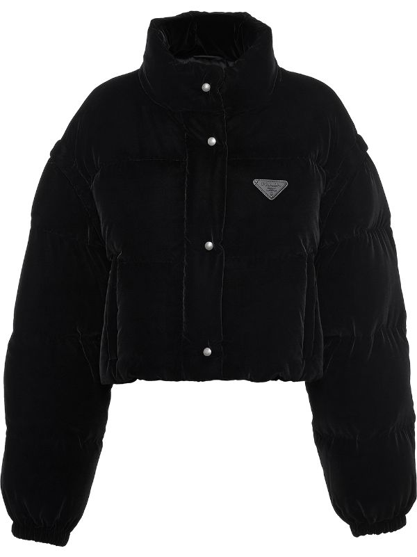 velvet puffer jacket black