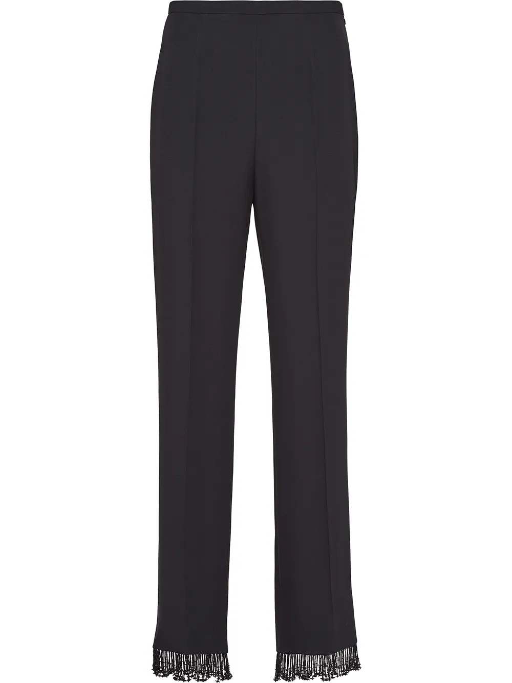 pantalon de tailleur à ourlets frangés