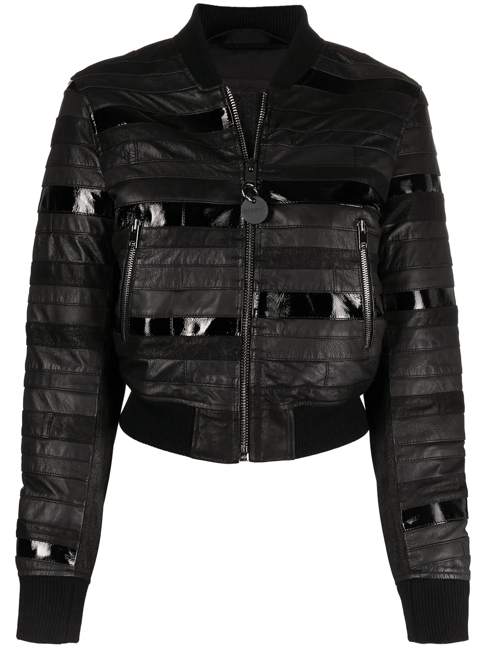 black fitted bomber jacket