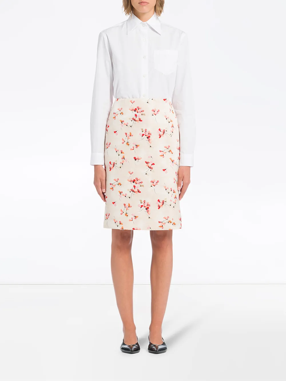 Image 2 of Prada floral-print knee-length skirt