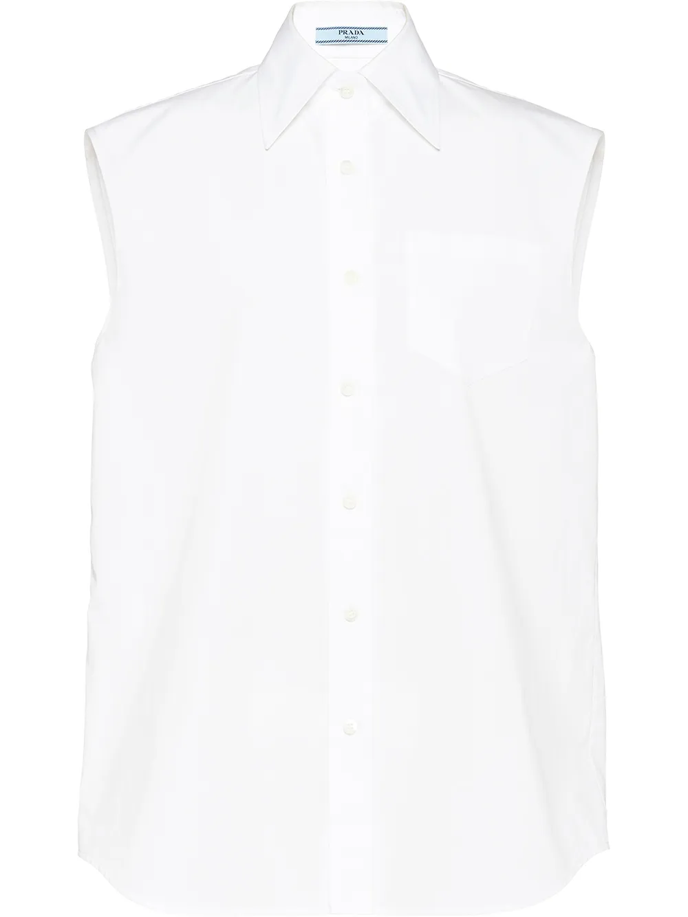 

Prada camisa de popelina sin mangas - Blanco