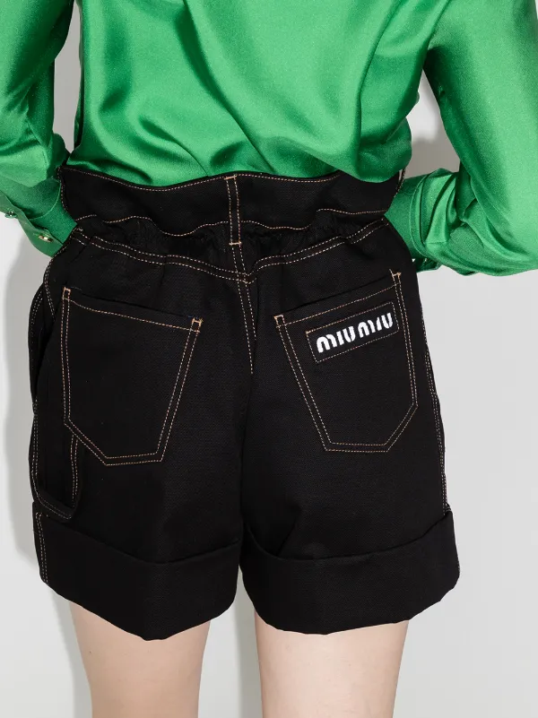 Miu Miu paperbag-waist Cotton Shorts 