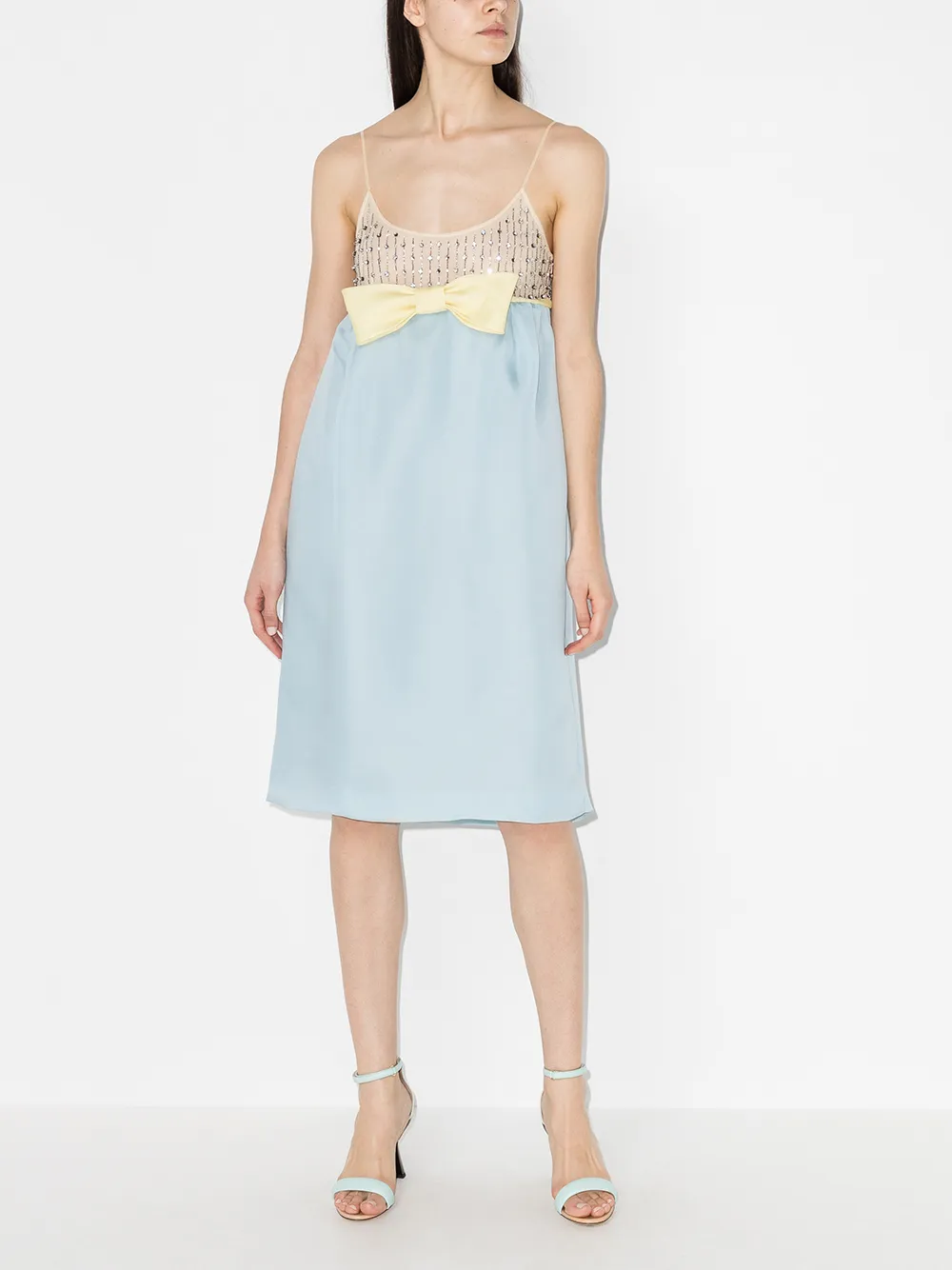 Image 2 of Miu Miu crystal-embellished bow-detail dress