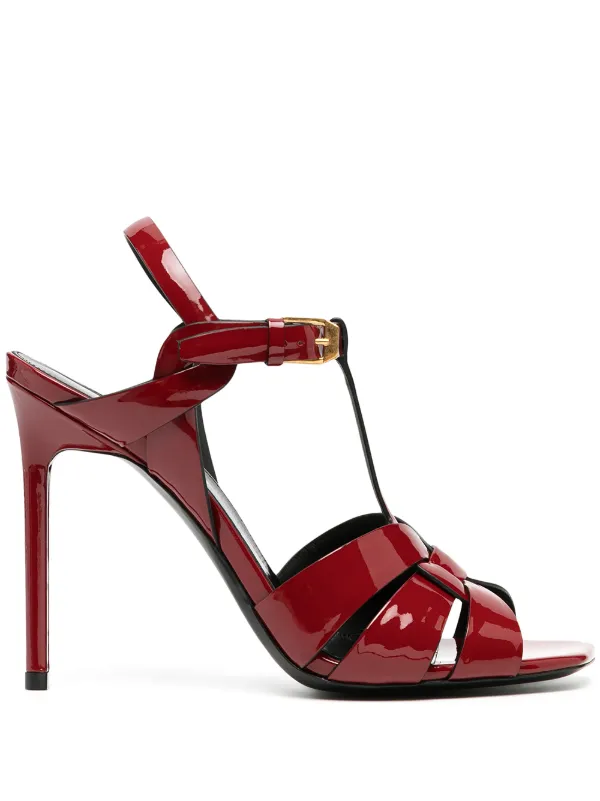 red patent leather sandals