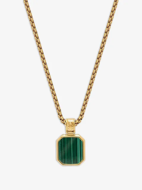 Nialaya Jewelry square malachite pendant necklace