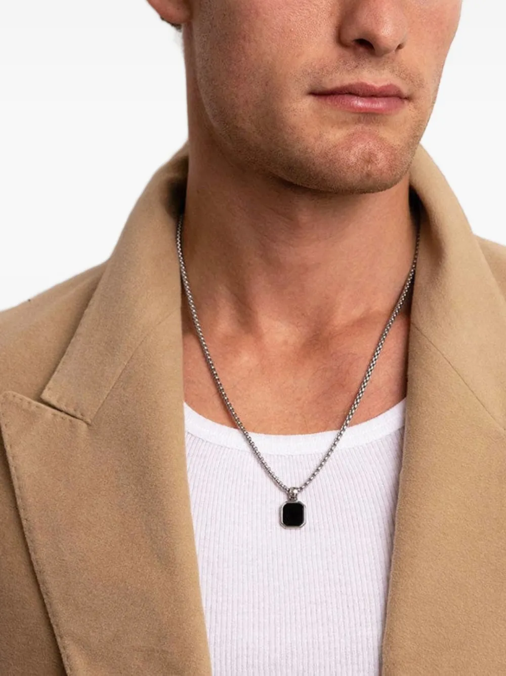 Nialaya Jewelry square onyx pendant chain necklace | Image 2