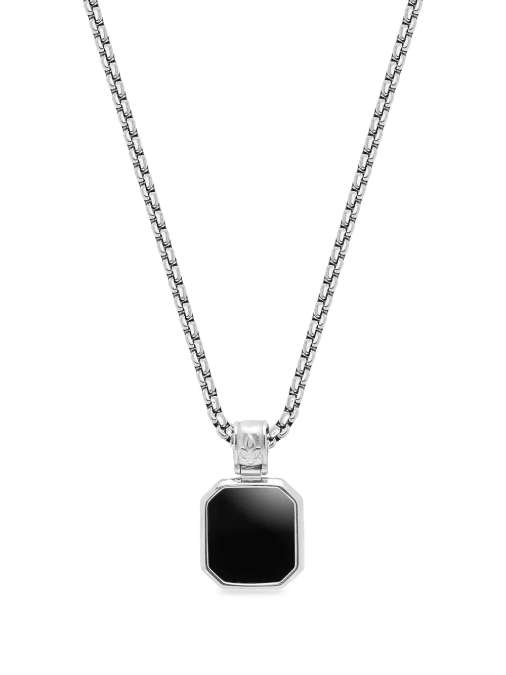 Nialaya Jewelry square onyx pendant chain necklace | Silver | Image 1