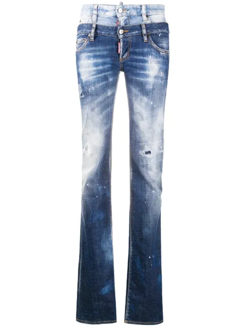 Dsquared2 더블 웨이스트 디스트레스드 진 -20%할인 l 세일로 만나보는 파페치 해외 브랜드 컬렉션 ✈ 관부가세 포함 금액, 무료 반품... 