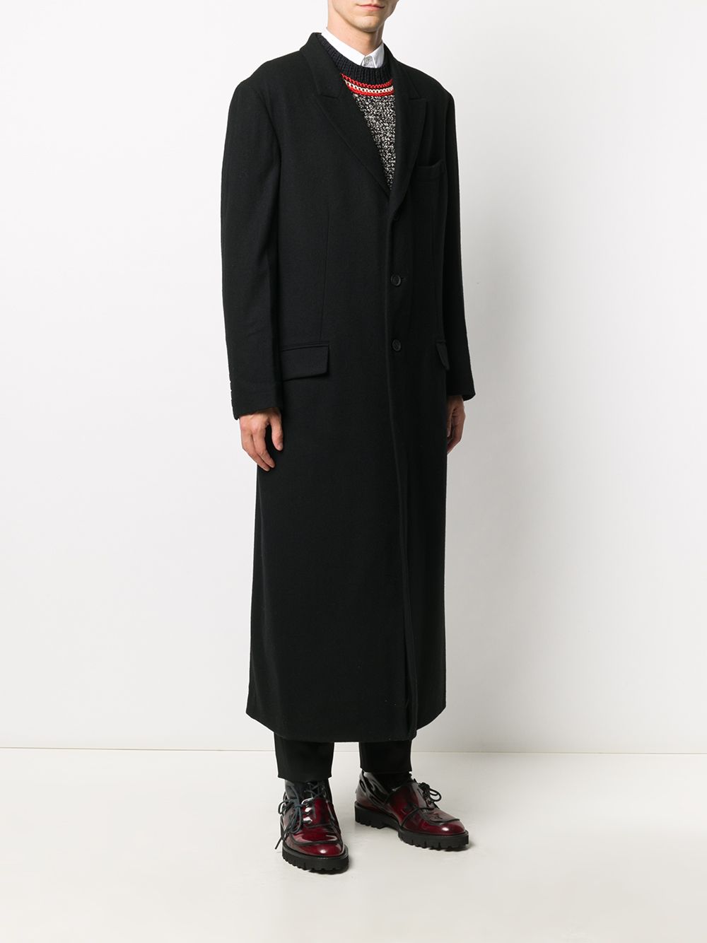 фото Yohji yamamoto длинное однобортное пальто