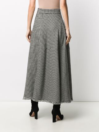 raw edge houndstooth wrap skirt展示图