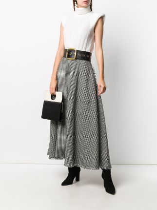 raw edge houndstooth wrap skirt展示图