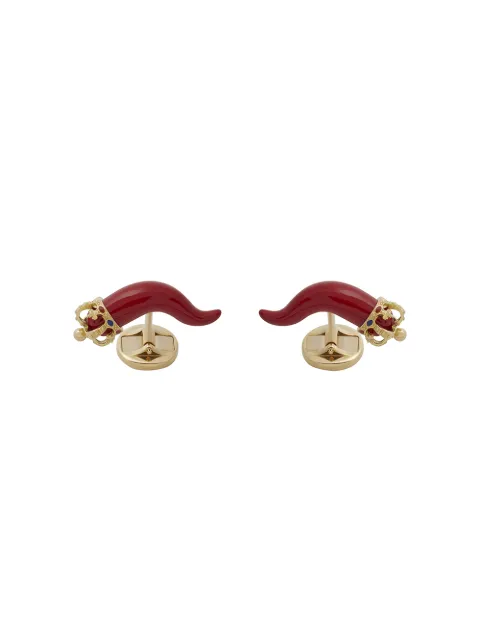 Dolce & Gabbana 18kt yellow gold ruby Good Luck cufflinks