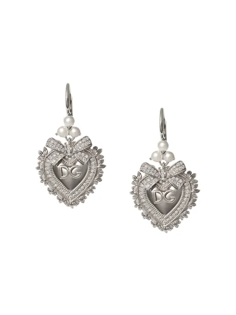 Dolce & Gabbana 18K white gold Devotion diamond and pearl earrings
