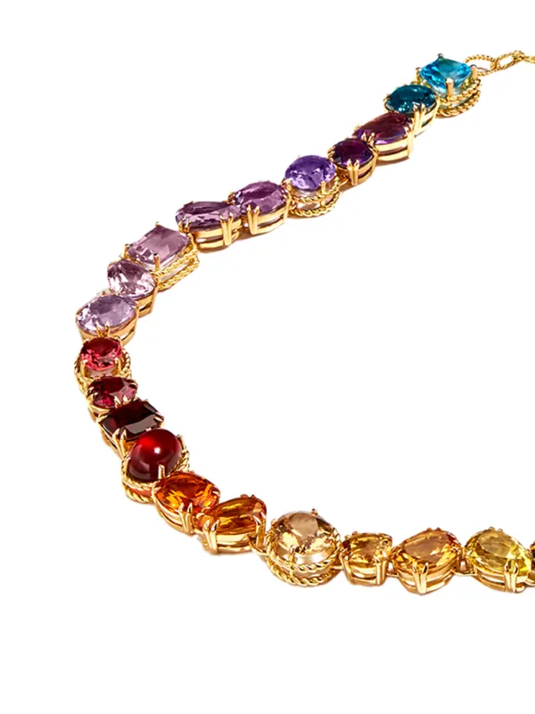 Dolce & Gabbana 18K Yellow Gold Rainbow Gemstone Necklace | Gold
