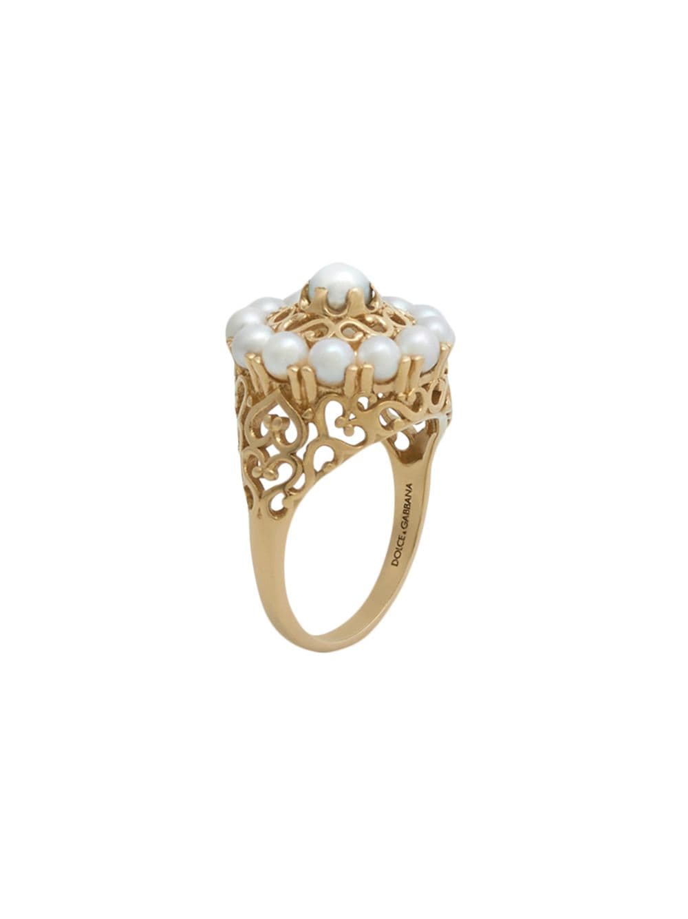 Shop Dolce & Gabbana 18kt Yellow Gold Romance Pearl Ring