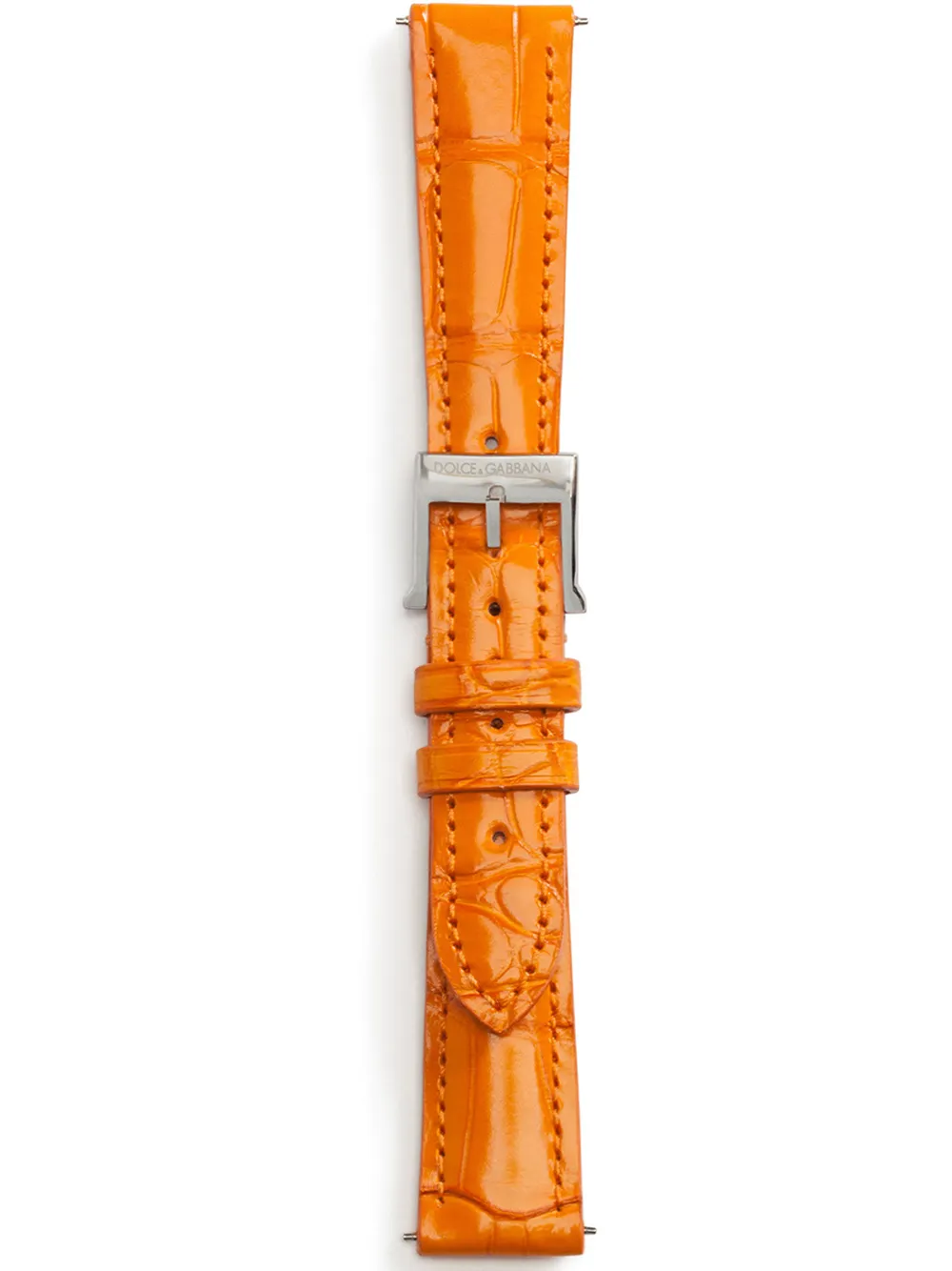 Dolce & Gabbana Alligator Strap With Buckle And Hook In Steel In Orange