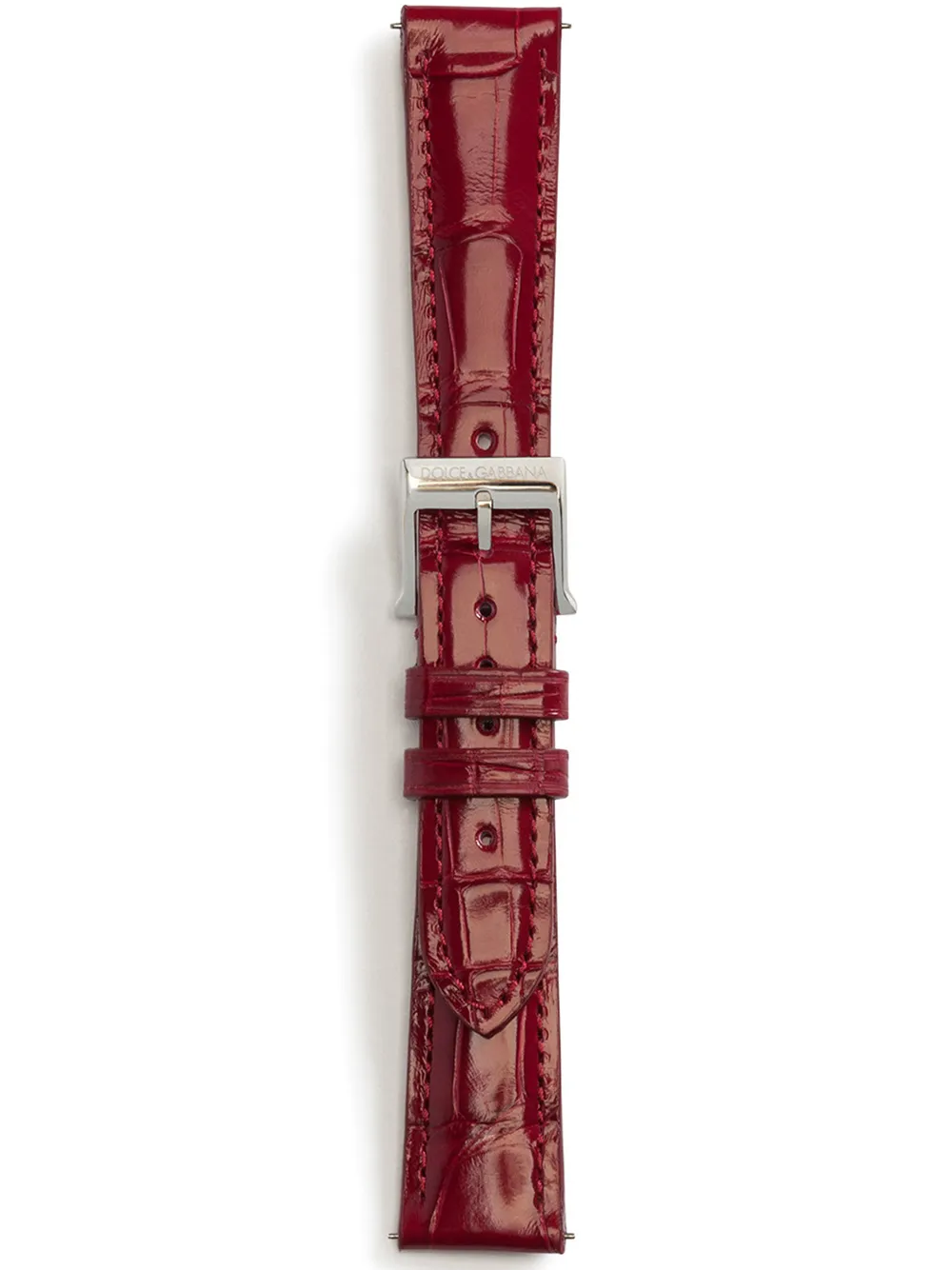 Dolce & Gabbana Alligator Strap With Buckle And Hook In Steel In Brown