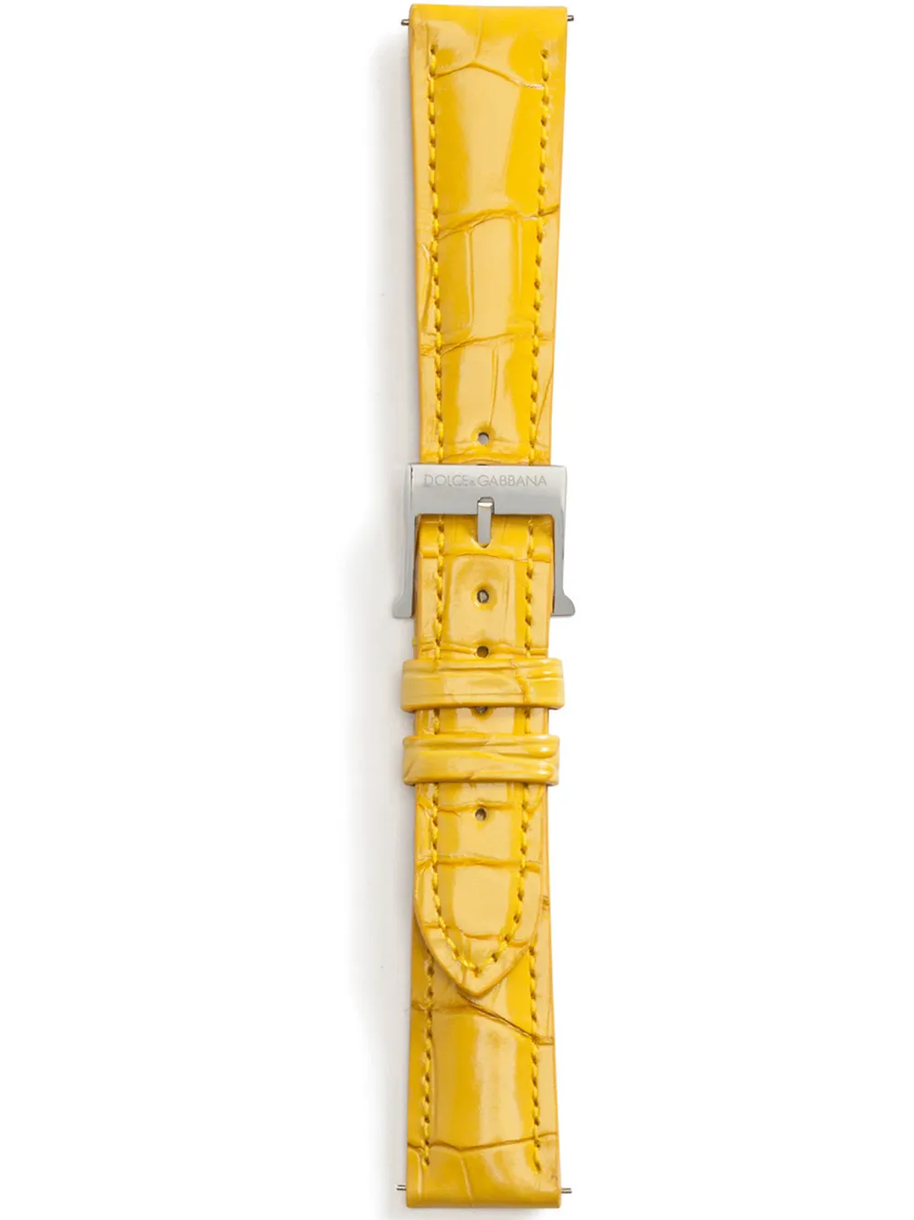 Dolce & Gabbana Alligator Strap With Buckle And Hook In Steel In Yellow