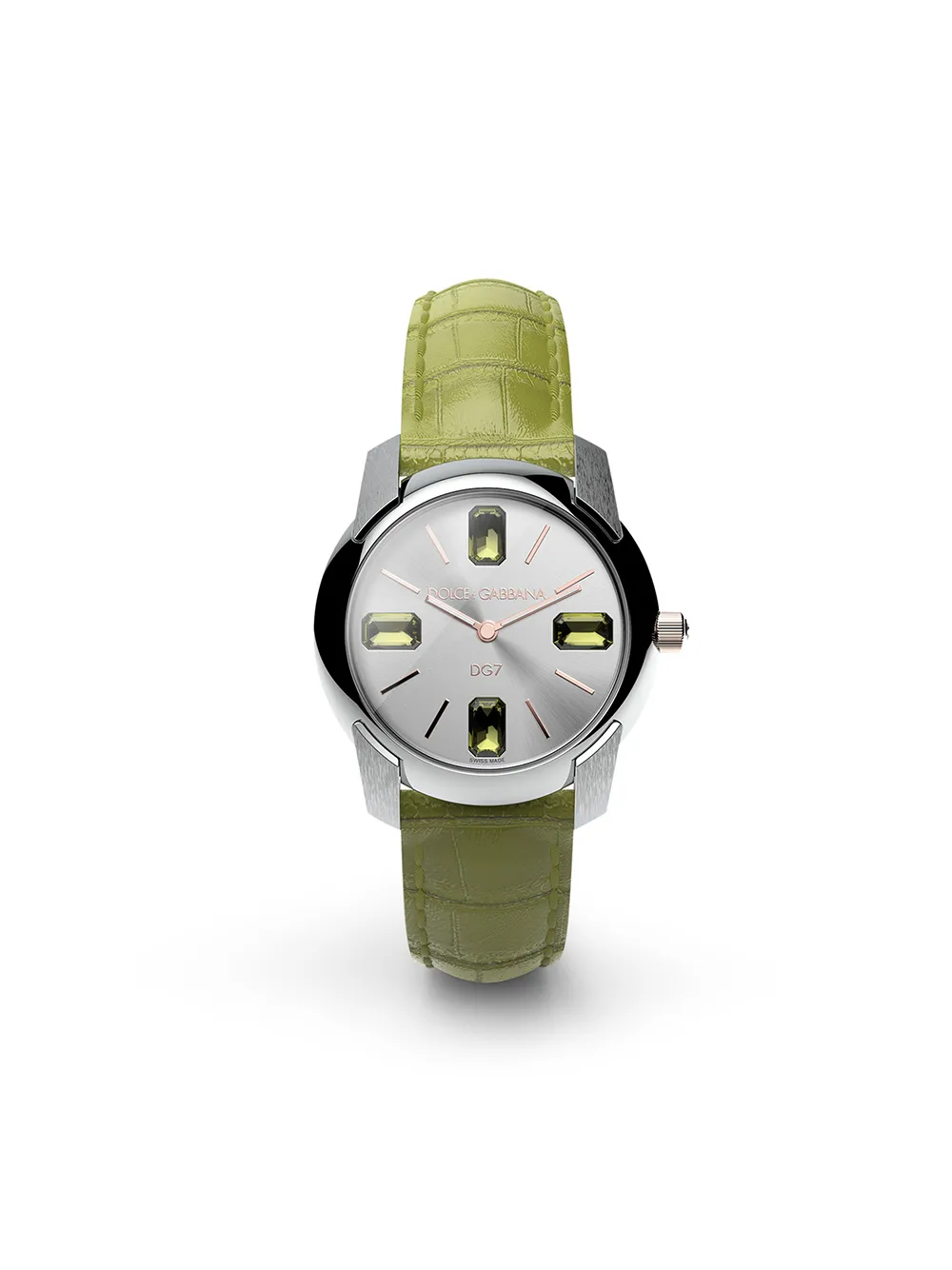Dolce & Gabbana Watch With Alligator Strap In Green