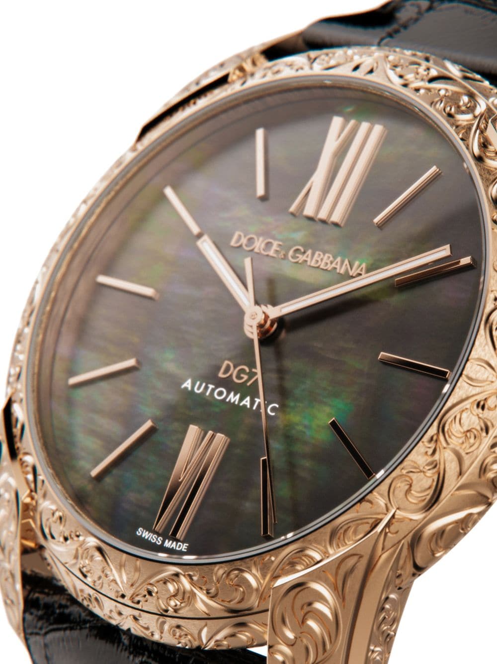 Shop Dolce & Gabbana Dg7 Gattopardo 40mm Watch In Black