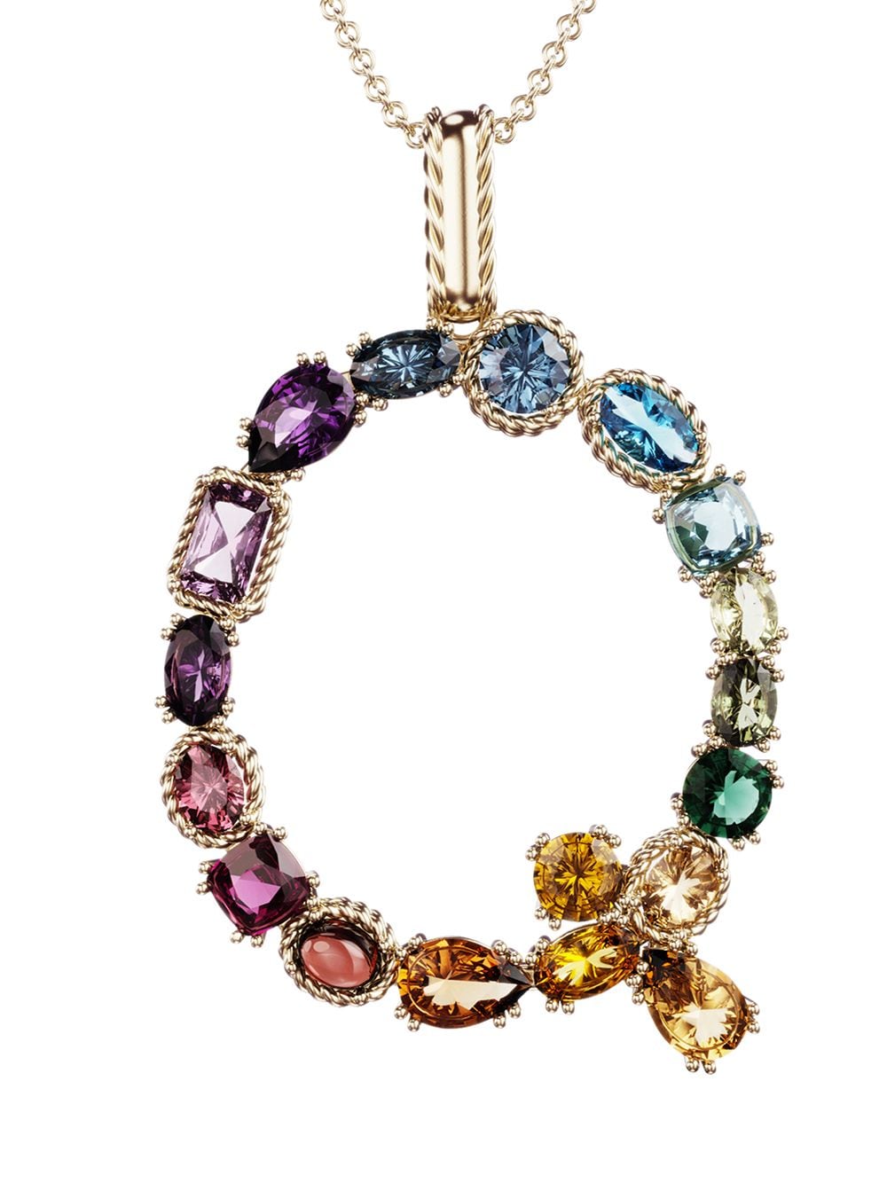 Shop Dolce & Gabbana 18kt Yellow Gold Initial Q Gemstone Necklace