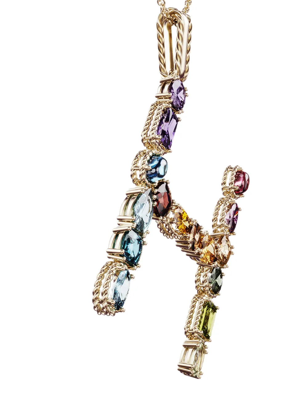 Dolce & Gabbana 18kt Yellow Gold Initial H Gemstone Necklace In Gold