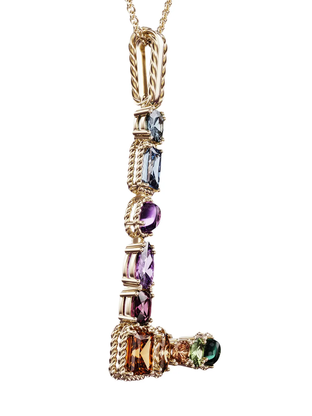 Dolce & Gabbana 18kt Yellow Gold Initial L Gemstone Necklace In Gold