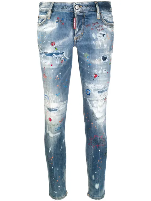 DSQUARED2 låga jeans med utsmyckning