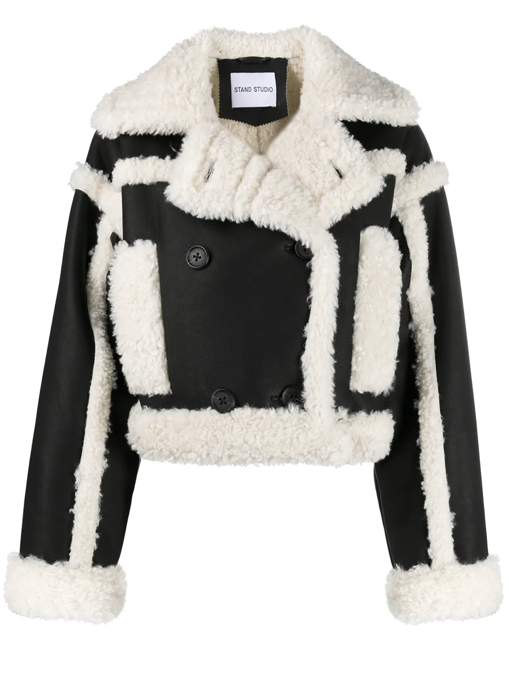 shearling trim crop jacket