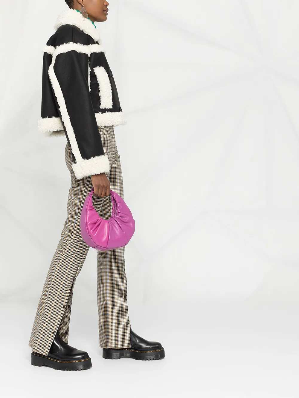 Cheap STAND STUDIO shearling trim crop jacket Women