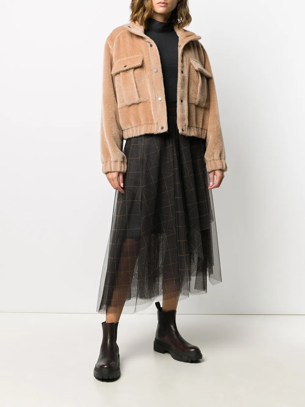 Brunello Cucinelli Fleece Jacket In Neutrals