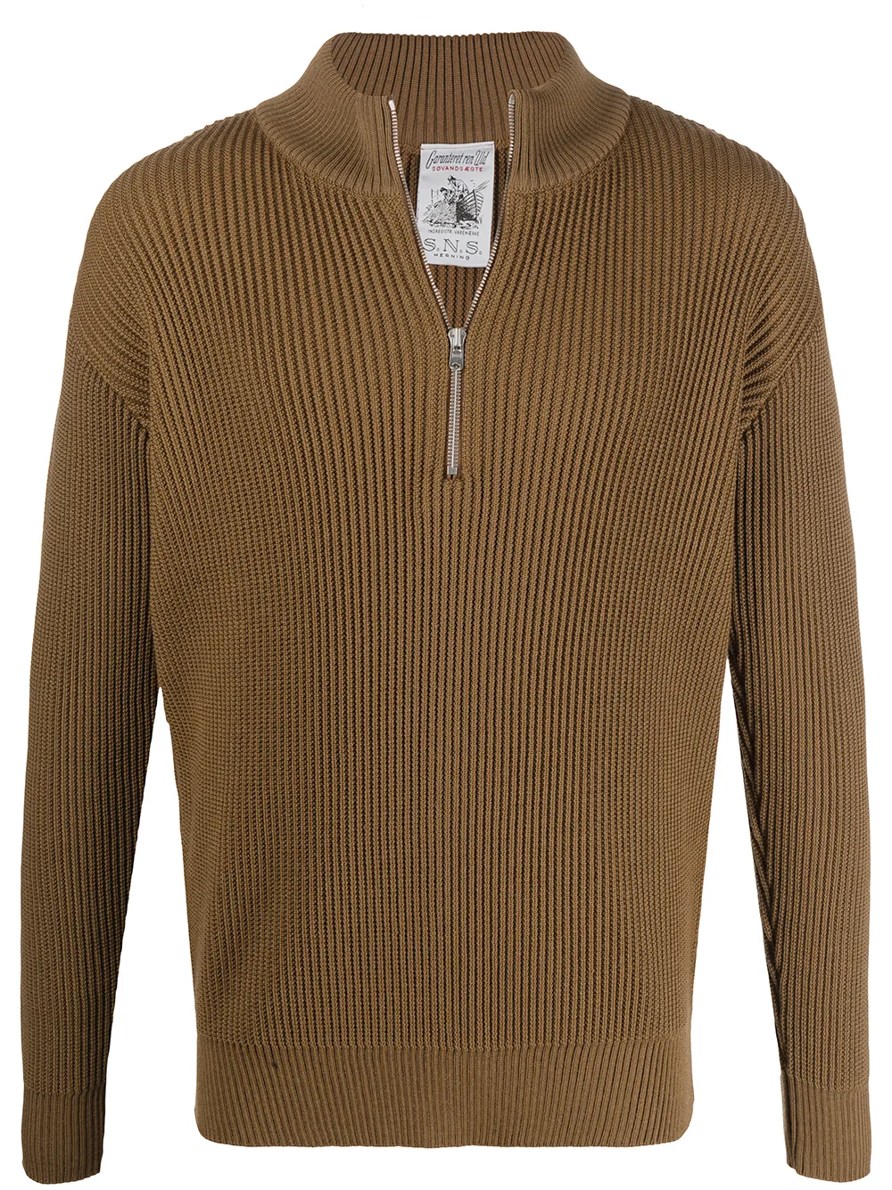 S N S Herning Sweater Fender S Zip Hazel In Brown Modesens