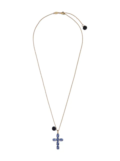 Dolce & Gabbana 18kt yellow gold sapphire cross charm necklace
