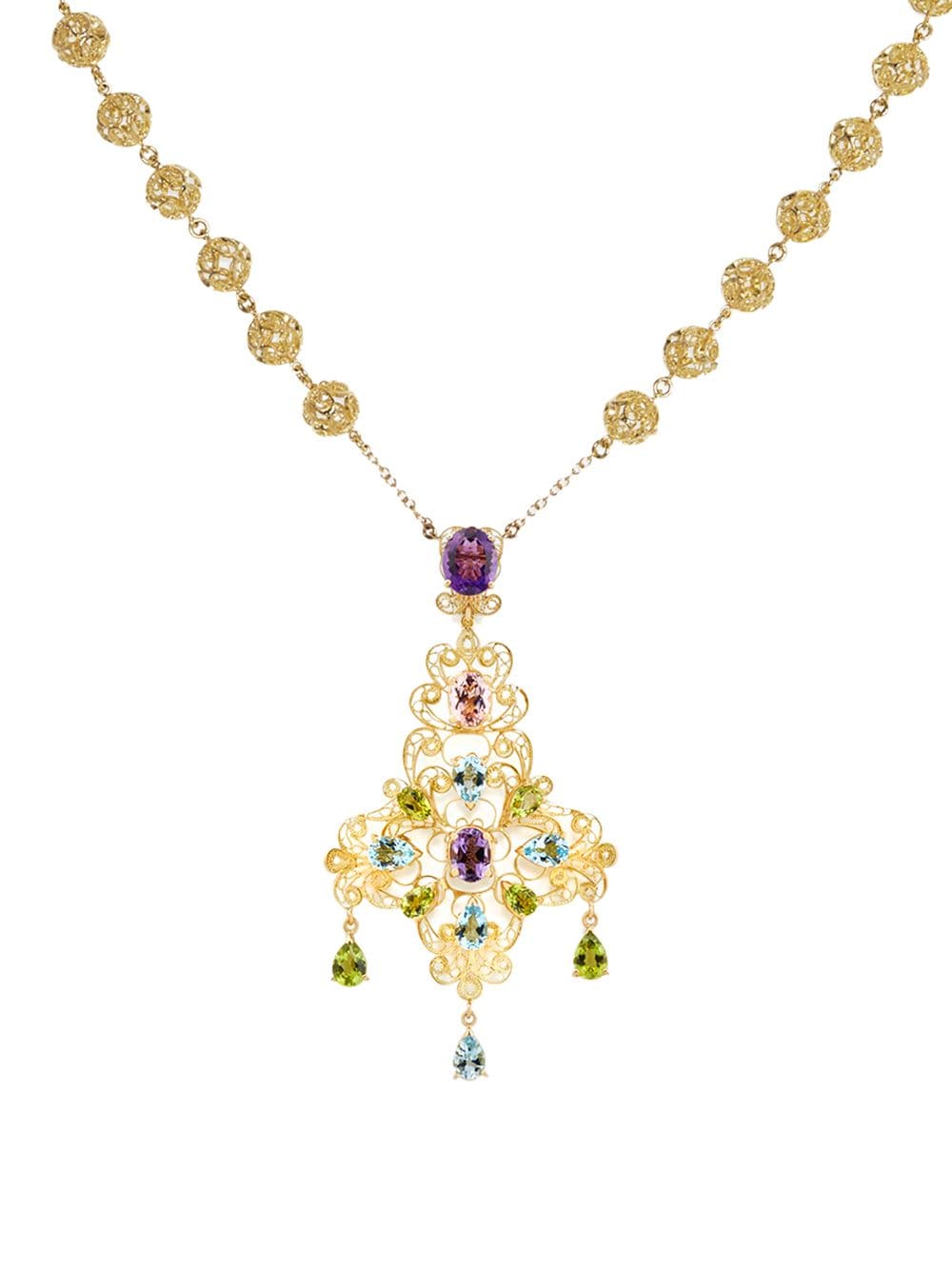 Shop Dolce & Gabbana 18kt Yellow Gold Bead Pendant Necklace