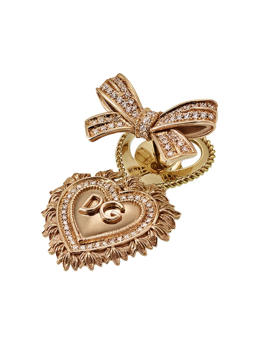 Shop Dolce & Gabbana 18kt Yellow Gold Diamond Devotion Earrings