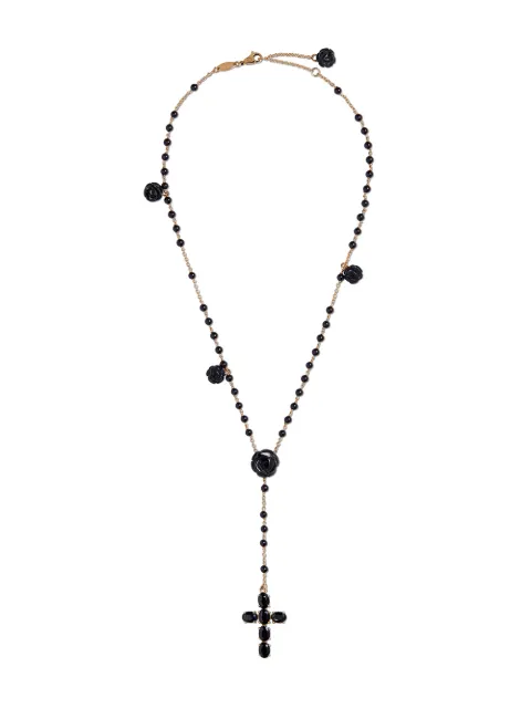 Dolce & Gabbana 18K yellow gold Sicily Rosary sapphire and jade necklace