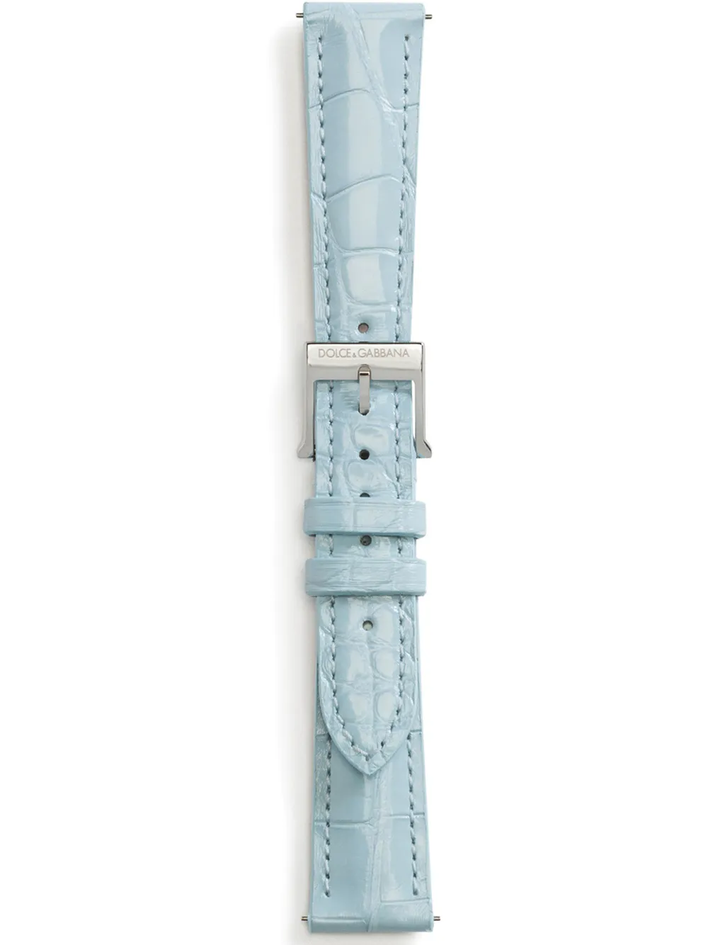Dolce & Gabbana Alligator Strap With Buckle And Hook In Steel In Blue