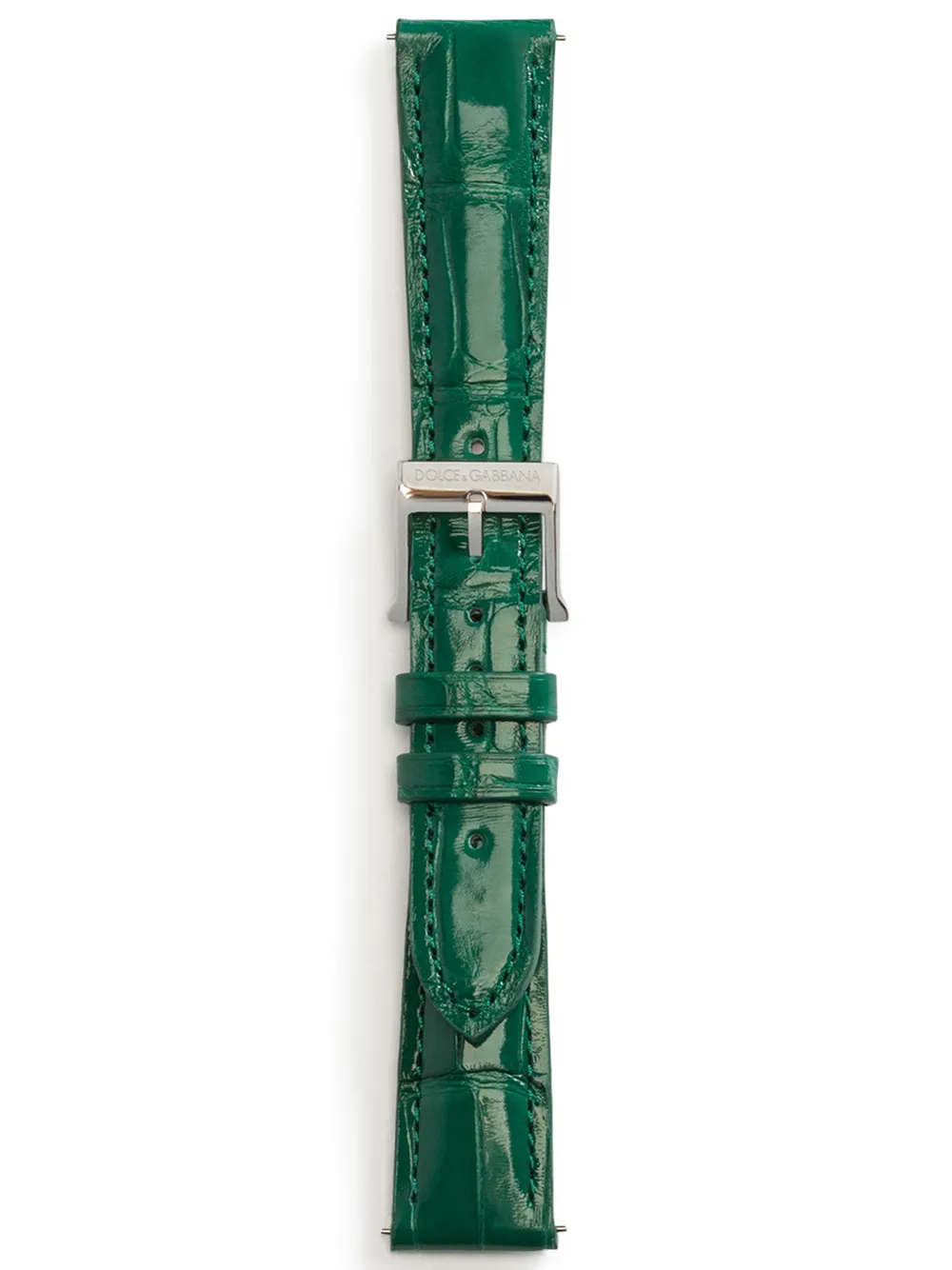 Dolce & Gabbana Alligator Strap With Buckle And Hook In Steel In Green
