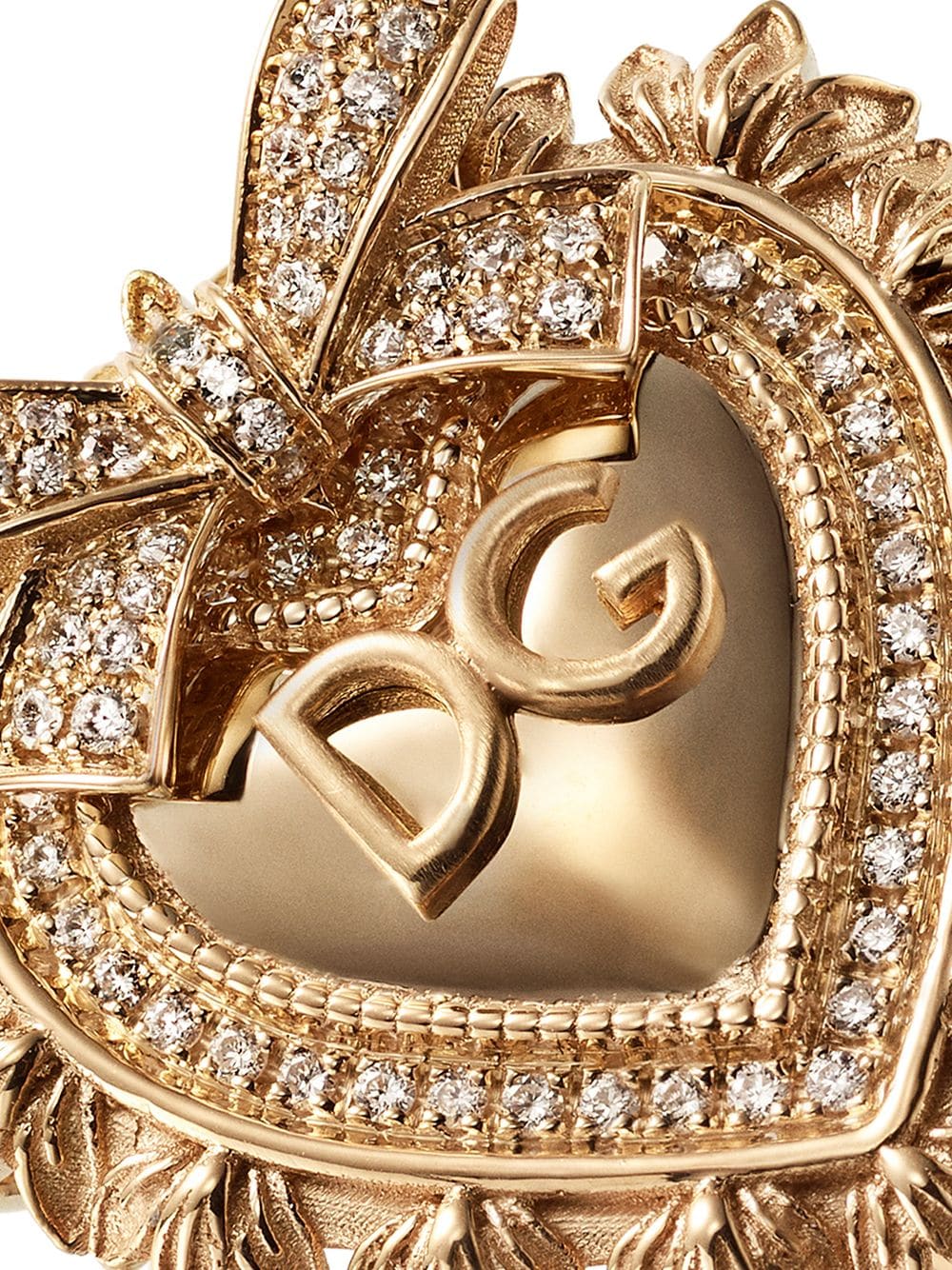 фото Dolce & gabbana кольцо devotion из желтого золота с бриллиантами