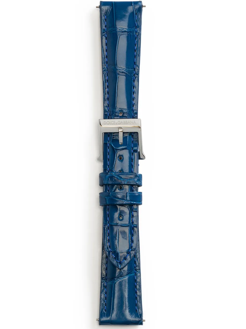 Dolce & Gabbana Alligator Strap With Buckle And Hook In Steel In Blue