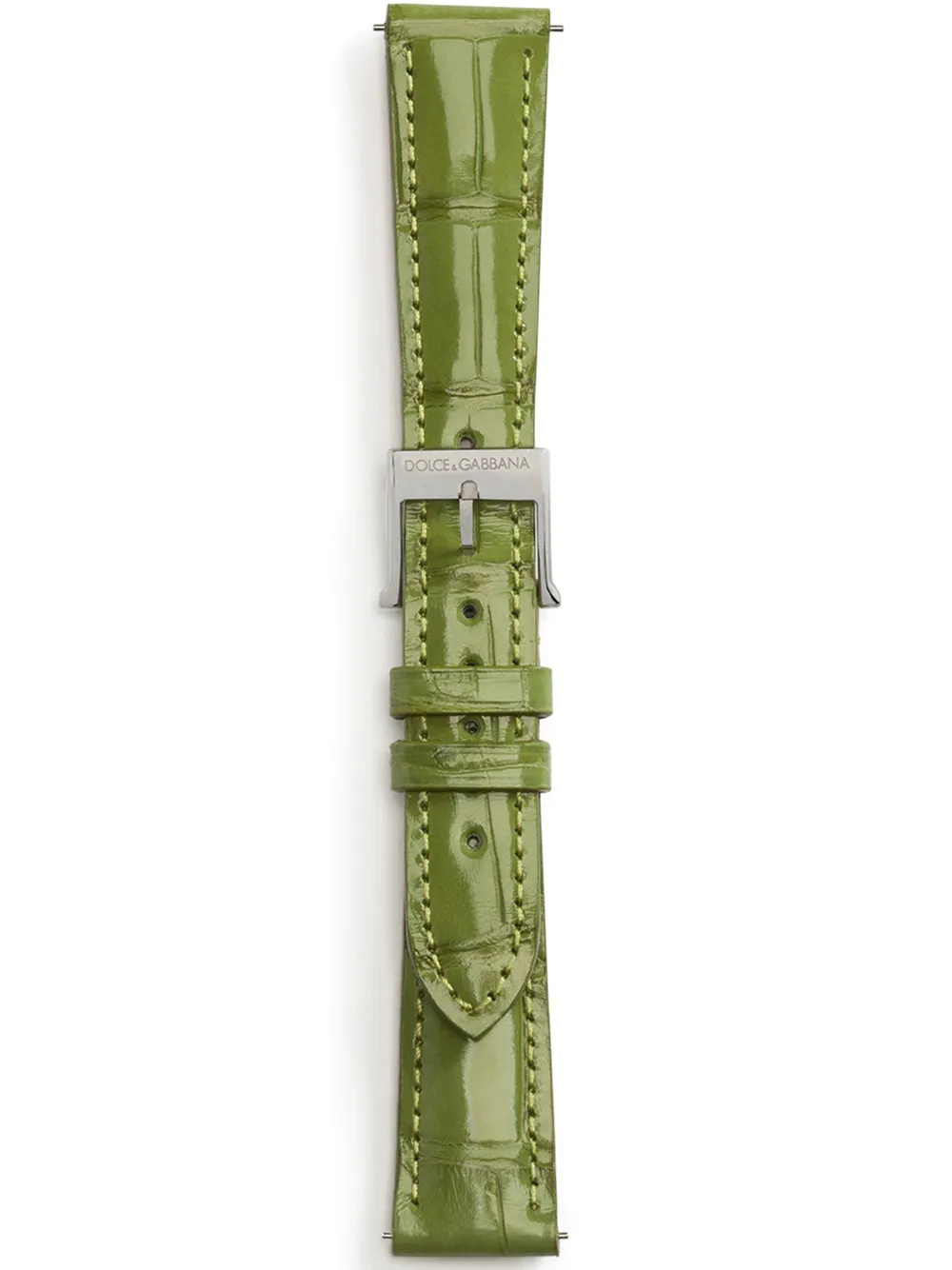 Dolce & Gabbana Alligator Strap With Buckle And Hook In Steel In Green