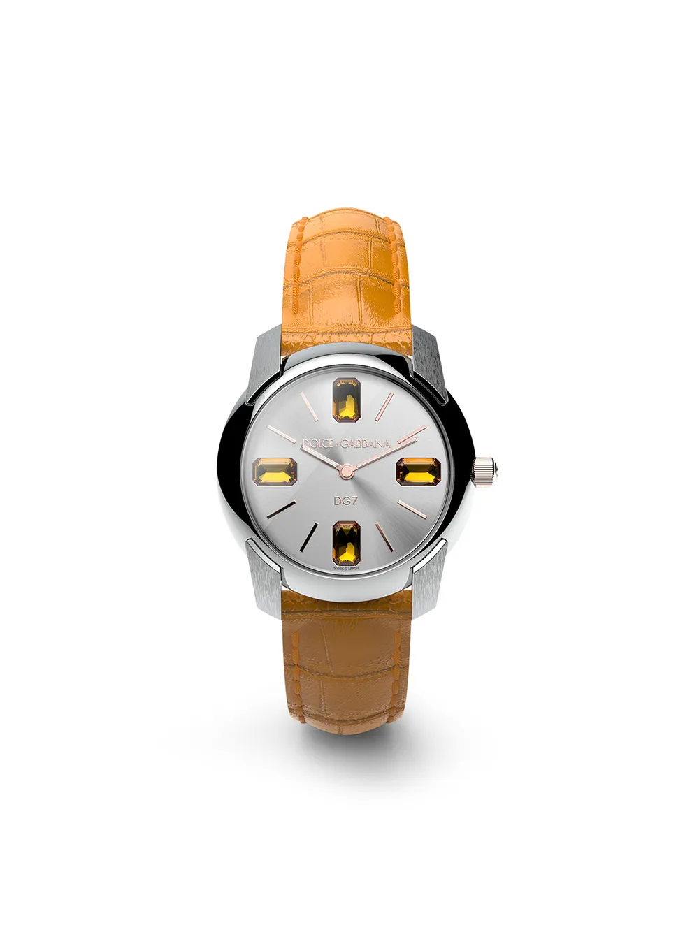 Dolce & Gabbana Watch With Alligator Strap In Orange